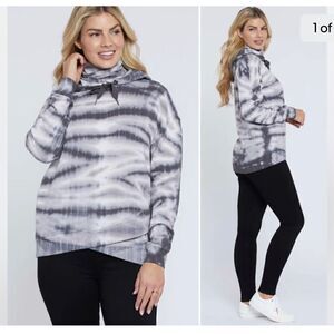 Seven jeans contrast Tie/tye die/dye hooded sweatshirt w/neck gaiter mask
